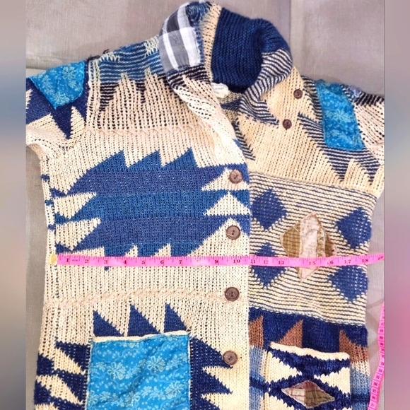 SOLD: Vintage Ralph Lauren Cardigan Patchwork Shawl Sweater Coat Quilt Sweater - Picture 9 of 10